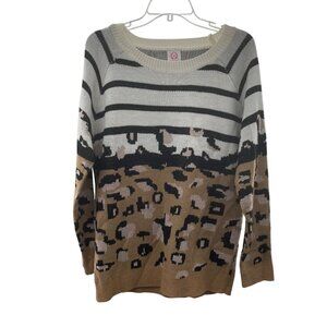Wanna B Women's Cheetah Print Pullover Sweater Long Sleeve Size Large